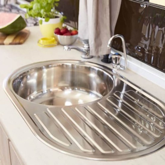 Chiuveta pentru Bucatarie Ovala Sanobi, Inox Alimentar, Orientare Dreapta, 780x480 mm, Finisaj Linen, Chiuveta, Chiuveta Inox, Chiuveta Sanobi, Chiuveta Inox Sanobi, Chiuveta pentru Blat, Chiuveta Bucatarie, Chiuveta pentru Bucatarie