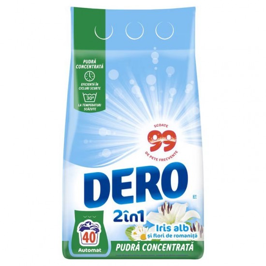 Detergent Automat Dero 2 In 1 Iris Alb, 3 Kg, 40 Spalari