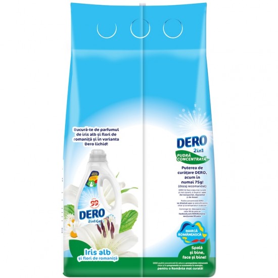 Detergent Automat Dero 2 In 1 Iris Alb, 3 Kg, 40 Spalari
