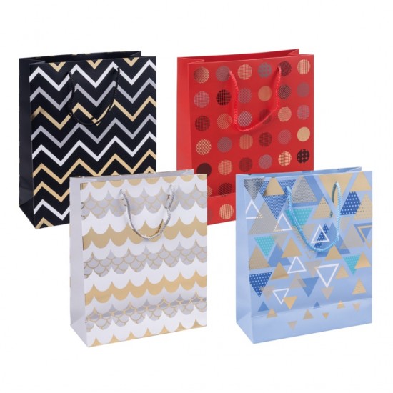 Punga Cadou, Carton Laminat 210gsm, Design Divers, 25x30x10cm, Donau Home - Modele Asortate