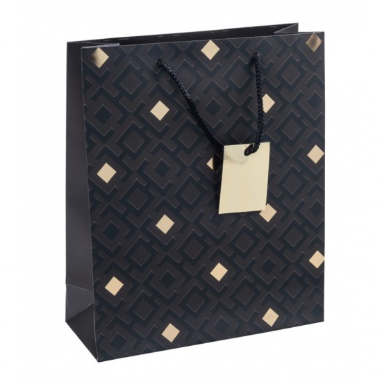 Punga Cadou, Carton Laminat 210gsm, Design Divers, 25x30x10cm, Eticheta 5x7cm Pe Maner, Donau Home -