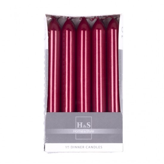 Lumanari Pentru Cina, Lacuite, 20 X 170mm, 10 Buc/set, Donau Home - Rosii