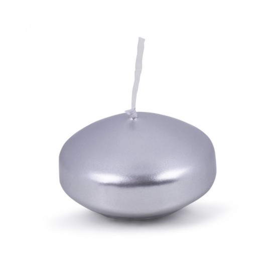 Lumanari Plutitoare, Rotunde, Lacuite, 48 X 28mm, 12buc/set, Donau Home - Argintii