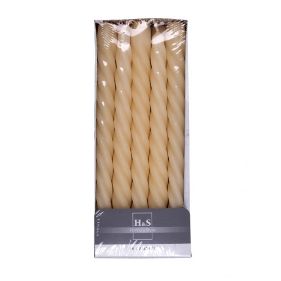 Lumanari Rasucite, Stil Baroque, 22 X 240mm, 10buc/set, Donau Home - Crem