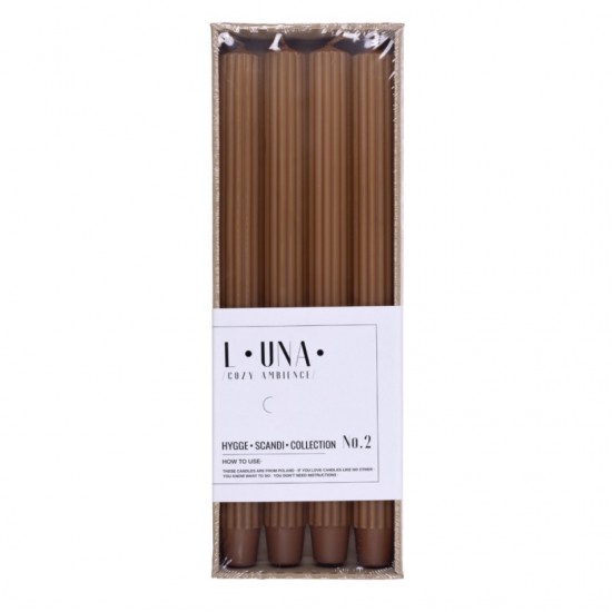 Lumanari Cu Dungi, Pentru Cina, 25 X 300mm, 4 Buc/set, Donau Home - Caramel