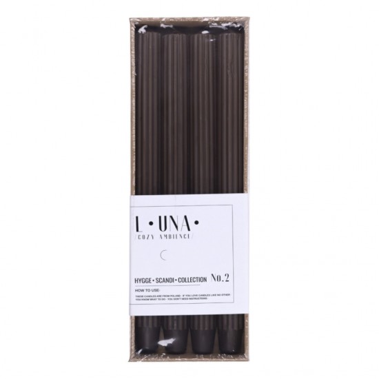 Lumanari Cu Dungi, Pentru Cina, 25 X 300mm, 4 Buc/set, Donau Home - Maro