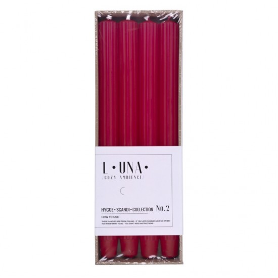 Lumanari Cu Dungi, Pentru Cina, 25 X 300mm, 4 Buc/set, Donau Home - Rosii