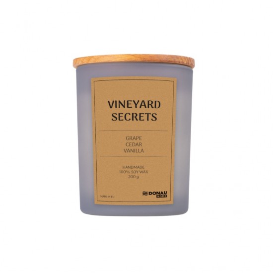 Lumanare In Recipient De Sticla, Cu Capac, 200gr, 40 De Ore Ardere, Donau Home - Vineyard Secrets