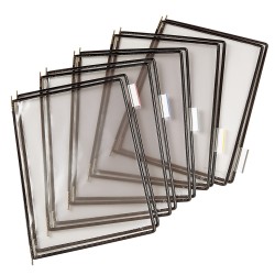 Buzunare Prezentare Pentru Display, A4, (10 Buc/set), Rama Metalica, Djois - Negru