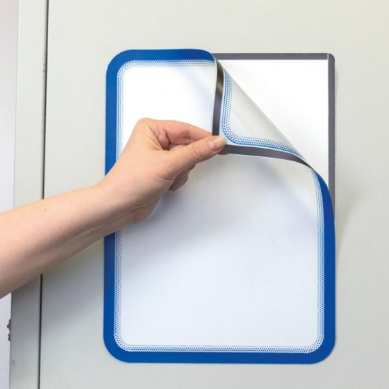 Buzunar Magnetic Pentru Documente A4, Cu Rama Color, 2 Buc/set, Djois - Rama Albastra