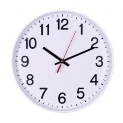 Ceas De Perete, 34 Cm, Cifre Arabe, Cadran Alb, Rama Plastic Alba, Donau