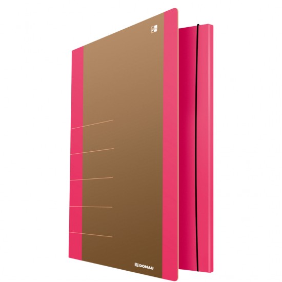 Mapa Din Carton, Cu Elastic, 500gsm, 250 X 350mm, Donau Life - Margine Roz