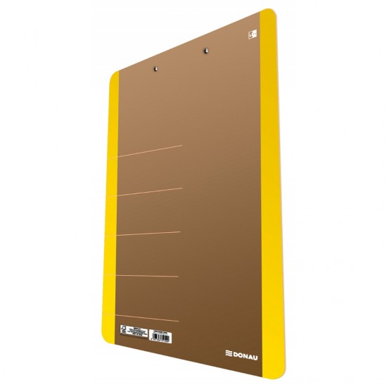 Clipboard Dublu A4, Carton 900gsm, Colturi Rotunjite, Donau Life - Margine Galbena