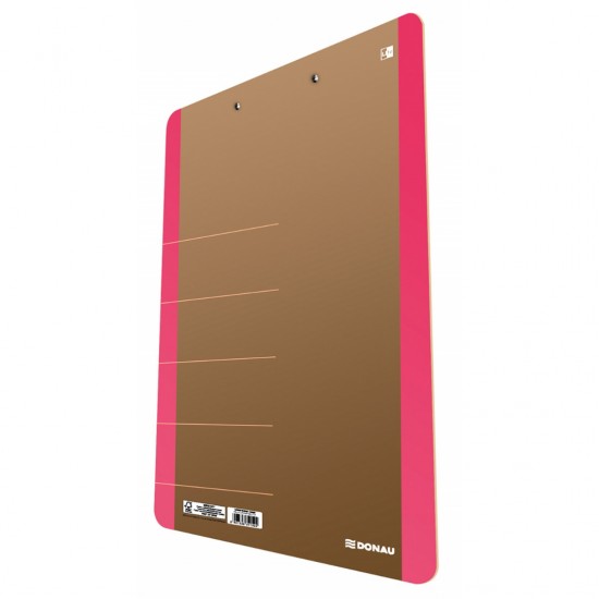 Clipboard Dublu A4, Carton 900gsm, Colturi Rotunjite, Donau Life - Margine Roz