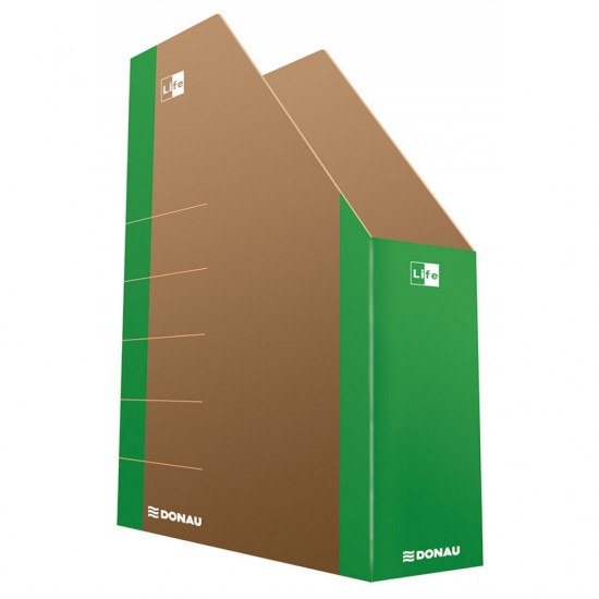 Suport Vertical Pentru Cataloage, A4 - 8cm Latime, Carton 800gsm, Donau Life - Margine Verde