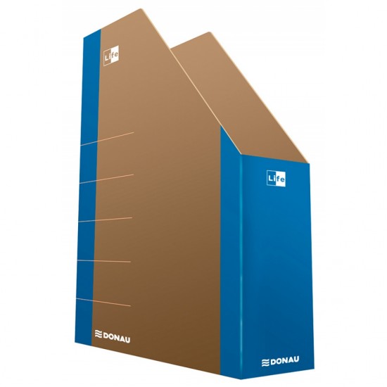 Suport Vertical Pentru Cataloage, A4 - 8cm Latime, Carton 800gsm, Donau Life - Margine Albastra