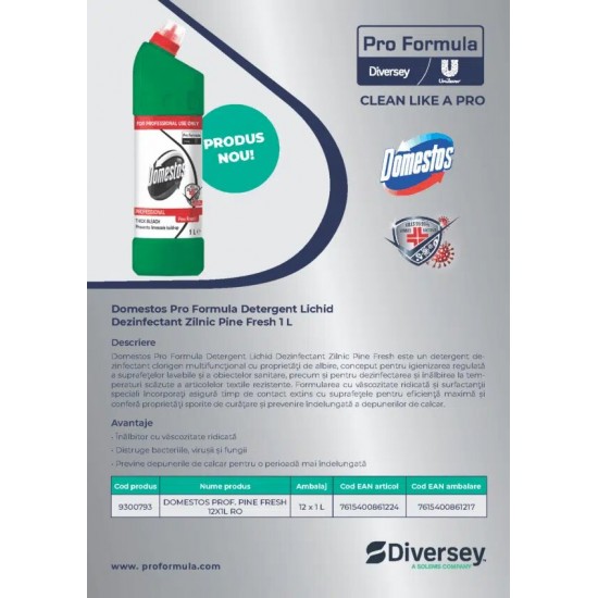 Dezifectant Toaleta Domestos Pin Fresh Pentru Baie, 1l