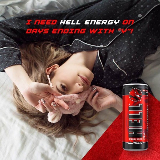 Bax 24 Energizante Hell Energy Drink Classic, 250 ml, Energizant Hell Enery Drink, Bauturi Non-Alcoolice, Hell Energy Drink Energizante, Doze de Energizante Hell, Bauturi Energizante fara Alcool, Bauturi Racoritoare Energizante, Sucuri