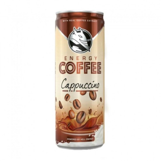 Bax 24 Energizante Hell Energy Coffee Cappuccino, 250 ml, Energizant Hell Energy Coffee, Bauturi Non-Alcoolice, Hell Energy Coffee Energizante, Doze de Energizante Hell, Bauturi Energizante cu Cafea, Bauturi Racoritoare Energizante