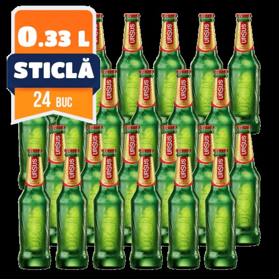 Bere Blonda Ursus Premium, 0.33 l, 24 Buc/Bax, Bere Blonda Ursus 330 ml, Bere Ursus 330 ml, Bere Sticla 330 ml, Bere Blonda Ursus la Sticla, Beri, Bere Blonda 0.33 l Ursus, Bax de Bere Blonda la Sticla Ursus Premium, Bere Blonda Ursus la Sticla 0.33 l