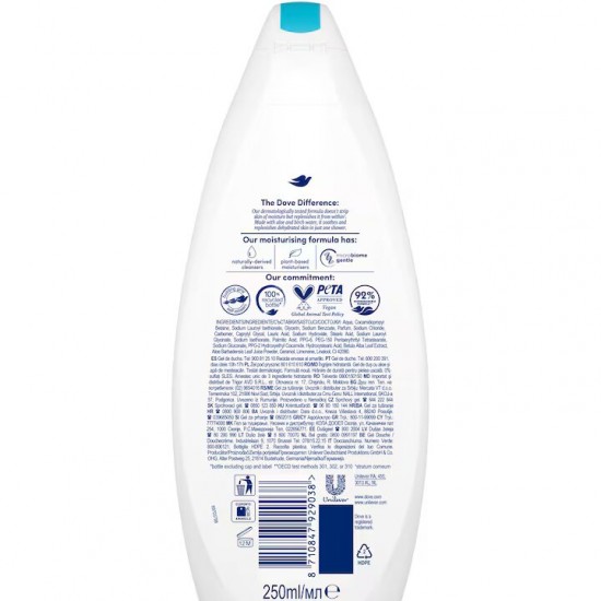 Dove Gel De Dus Aloe Si Apa De Mesteacan, Cantitate 250 Ml, Gel De Dus Pentru Piele Uscata