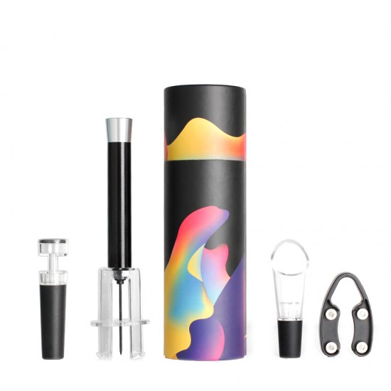 Set Tirbuson Pentru Vin Cu Pompa De Aer, Accesoriu Taiat Folie, Aerator, Dop Pompa Vid