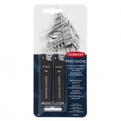 Rezerva Mine Si Radiere Derwent Professional, Pentru Creion Mecanic, Hb/2b 0.7 Mm, 30 Buc/set, Negru