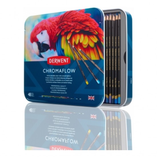Creioane Colorate Derwent Professional Chromaflow, Cutie Metalica, 48 Buc/set