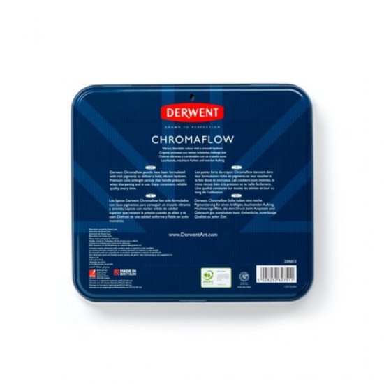 Creioane Colorate Derwent Professional Chromaflow, Cutie Metalica, 72 Buc/set