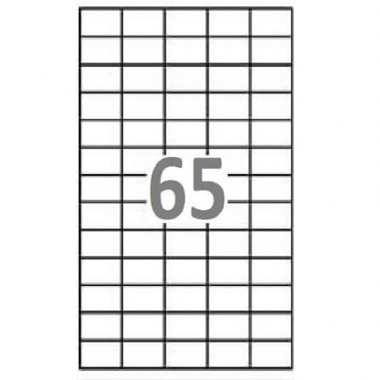 Etichete Autoadezive SOREX Albe in Coala A4, 65/A4, Dimensiune 38x21.2 mm, Adeziv Permanent