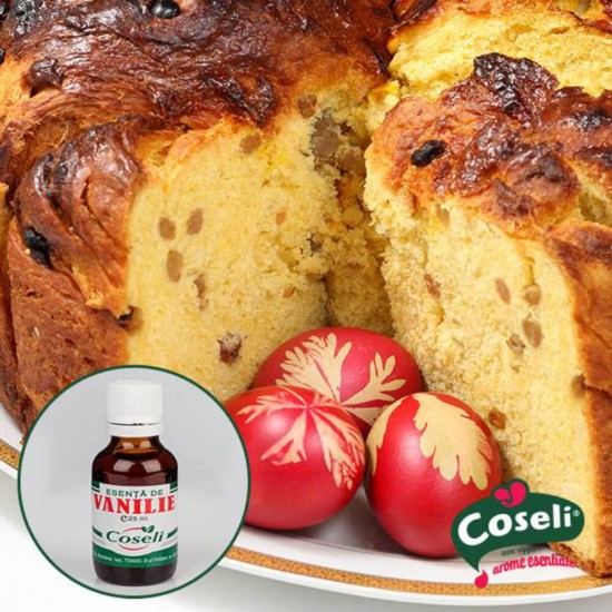 Esenta de Vanilie Coseli, 25 ml, Esente pentru Prajituri, Esenta de Vanilie pentru Prajituri, Coseli Esente de Vanilie, Esenta Vanilie pentru Deserturi, Esente Sticlute Coseli, Esenta cu Aroma de Vanilie, Sticluta cu Esenta de Vanilie