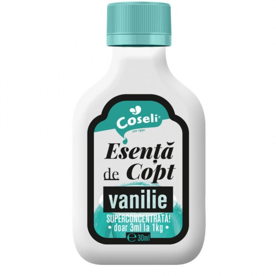 Esenta de Copt cu Vanilie Coseli, 30 ml, Esente pentru Prajituri, Esenta de Vanilie pentru Prajituri, Coseli Esente de Vanilie, Esenta Vanilie pentru Copt, Esente Sticlute Coseli, Esenta cu Aroma de Vanilie, Esenta de Vanilie pentru Deserturi