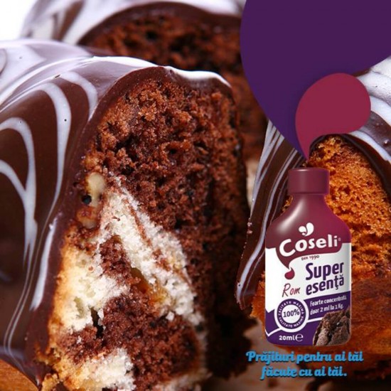 Superesenta de Rom Coseli, 20 ml, Esente pentru Prajituri, Esenta de Rom pentru Prajituri, Coseli Esente de Rom, Esenta Rom pentru Deserturi, Superesente Sticlute Coseli, Aroma de Rom, Superesenta Rom