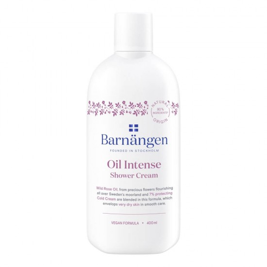 Crema Dus BARNANGEN Oil Intense 400 ml, Piele Foarte Uscata, Vegan, Crema pentru Dus Vegana, Lotiune pentru Dus, Emulsie Vegana pentru Dus, Crema de Dus pentru Femei, Crema de Dus Hidratanta, Geluri pentru Dus, Gel de Dus Dama, Creme pentru Dus