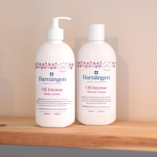 Crema Dus BARNANGEN Oil Intense 400 ml, Piele Foarte Uscata, Vegan, Crema pentru Dus Vegana, Lotiune pentru Dus, Emulsie Vegana pentru Dus, Crema de Dus pentru Femei, Crema de Dus Hidratanta, Geluri pentru Dus, Gel de Dus Dama, Creme pentru Dus