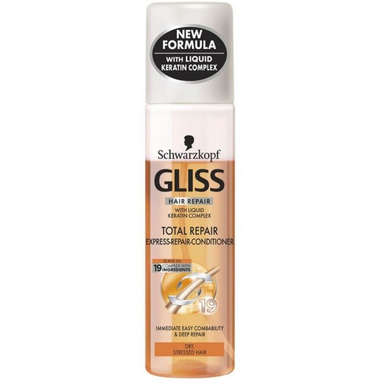 Balsam Spray GLISS Total Repair 19, 200 ml, Par Degradat, Balsam pentru Femei, Balsam Reparator pentru Par, Balsam pentru Par Degradat, Balsam Reparator pentru Par Uscat, Balsam Spray Gliss, Balsam Spray Par Vopsit
