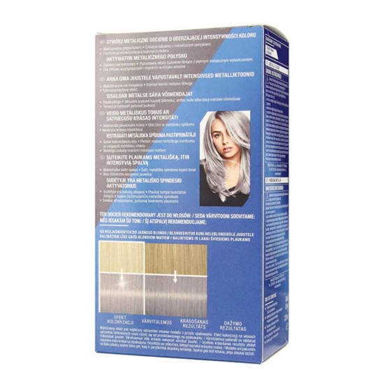 Vopsea Par Permanenta LIVE Urban Metallics, U71 Metallic Silver, 142.5 ml, Vopsea de Par Permanenta Intense Colour Metallic Shine Booster, Crema Coloranta de Par, Vopsele de Par Metalice, Vopsea de Par cu Stralucire Metalica