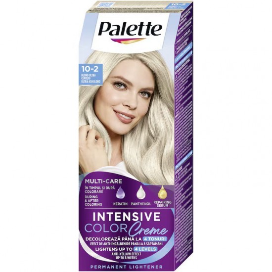 Vopsea de par permanenta Palette Intensive Color Cream A10 Blond Cenusiu, 10-2, 110 ml, Blond Cenusiu, Vopsea de Par PALETTE, Vopsea de Par Blond Cenusiu, Vopsea Nuanta Blond, Produse de Ingrijire a Parului, Vopsea Blond Deschis Colorare Par