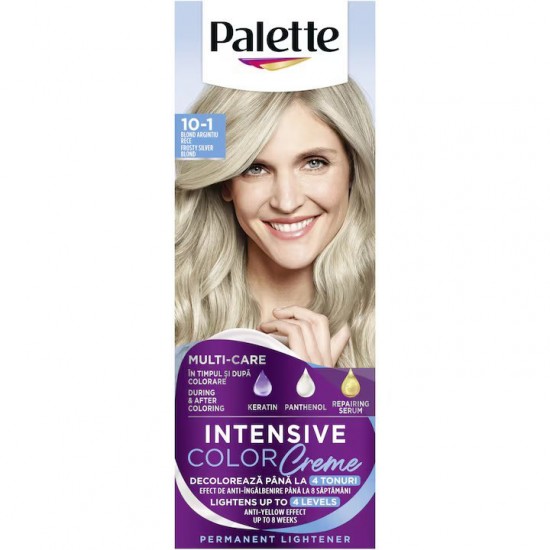 Vopsea de par permanenta Palette Intensive Color Cream C10 Blond Argintiu Artic, 10-1, 110 ml, Blond Argintiu Arctic, Vopsea de Par PALETTE, Vopsea de Par Blond Deschis, Vopsea Nuanta Blond, Produse de Ingrijire a Parului