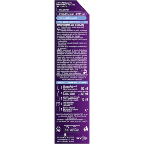 Vopsea de par permanenta Palette Intensive Color Cream C10 Blond Argintiu Artic, 10-1, 110 ml, Blond Argintiu Arctic, Vopsea de Par PALETTE, Vopsea de Par Blond Deschis, Vopsea Nuanta Blond, Produse de Ingrijire a Parului