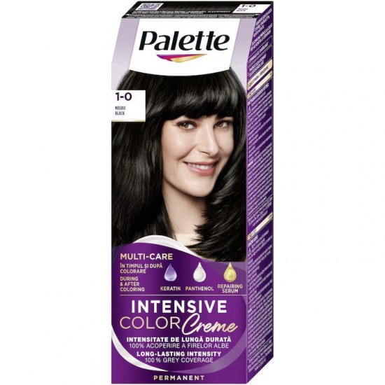 Vopsea de par permanenta Palette Intensive Color Cream N1 Negru, 1-0, 110 ml, Vopsea de Par, Vopsea de Par Permanenta, Vopsea de Par PALETTE, Vopsea de Par PALETTE Intensive, Vopsea Permanenta Color Cream