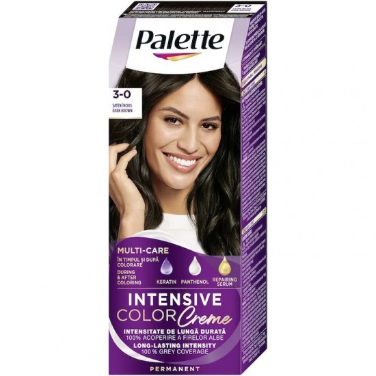 Vopsea de par permanenta Palette Intensive Color Cream N2 Saten Inchis, 3-0, 110 ml, Vopsea de Par, Vopsea de Par Permanenta, Vopsea de Par PALETTE, Vopsea de Par PALETTE Intensive, Vopsea Permanenta Color Cream
