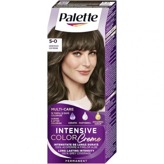 Vopsea de par permanenta Palette Intensive Color Cream N4 Saten Deschis, 5-0, 110 ml, Saten Deschis, Vopsea de Par PALETTE, Vopsea de Par Saten, Vopsea Nuanta Saten Deschis, Produse de Ingrijire a Parului, Vopsea Saten Colorare Par