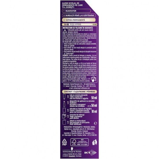 Vopsea de par permanenta Palette Intensive Color Cream RI5 Rosu Aprins, 6-88, 110 ml, Rosu Aprins, Vopsea de Par PALETTE, Vopsea de Par Rosie, Vopsea Nuanta Rosu Aprins, Produse de Ingrijire a Parului, Vopsea Rosie Colorare Par