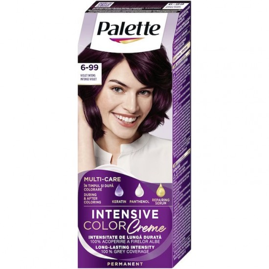 Vopsea de par permanenta Palette Intensive Color Cream V5 Violet Intens, 6-99, 110 ml, Violet Intens, Vopsea de Par PALETTE, Vopsea de Par Violet, Vopsea Nuanta Violet Intens, Produse de Ingrijire a Parului, Vopsea Violet Colorare Par