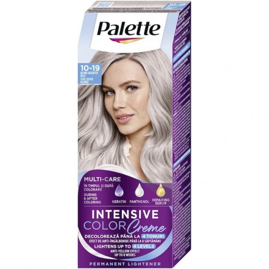 Decolorant Palette Intensive Color Creme Blond Argintiu Rece, 10-19, 110 Ml