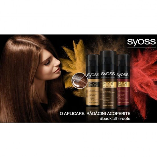 Spray SYOSS Vopsirea Temporara a Radacinilor, Blond Inchis, 120 ml, Syoss Root Retoucher Dark Blonde, Spray Colorant pentru Radacinile Parului, Vopsea pentru Radacini, Spray pentru Radacina Parului Syoss Schwarzkopf