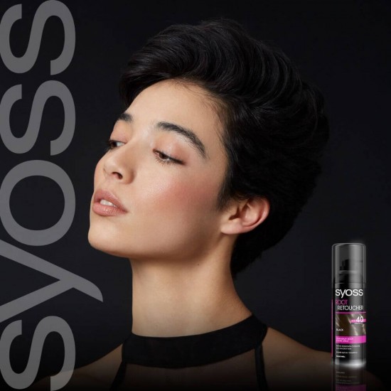 Spray SYOSS Vopsirea Temporara a Radacinilor, Negru, 120 ml, Syoss Root Retoucher Black, Spray Colorant pentru Radacinile Parului, Vopsea pentru Radacini, Spray pentru Radacina Parului Syoss Schwarzkopf
