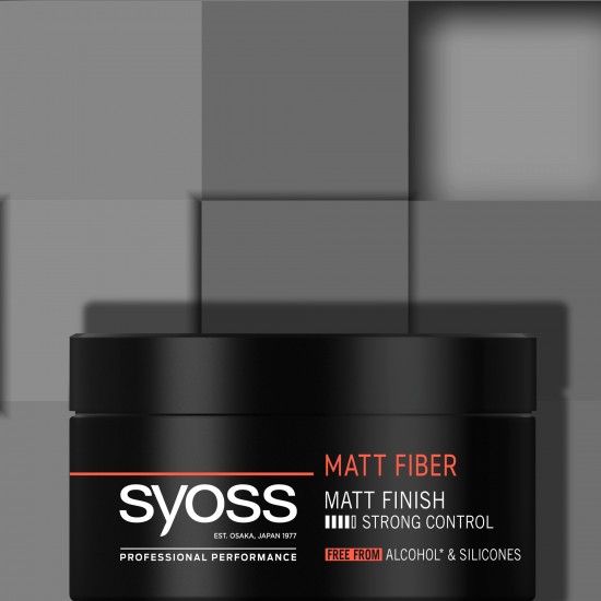 Pasta de Par Modelatoare SYOSS Matt Fiber, 100 ml, Strong Control 4, Pasta pentru Par, Ceara de Par, Pasta Modelatoare de Par, Ceara pentru Modelarea Parului, Pasta Fixatoare de Modelare a Parului, Pasta de Par Syoss