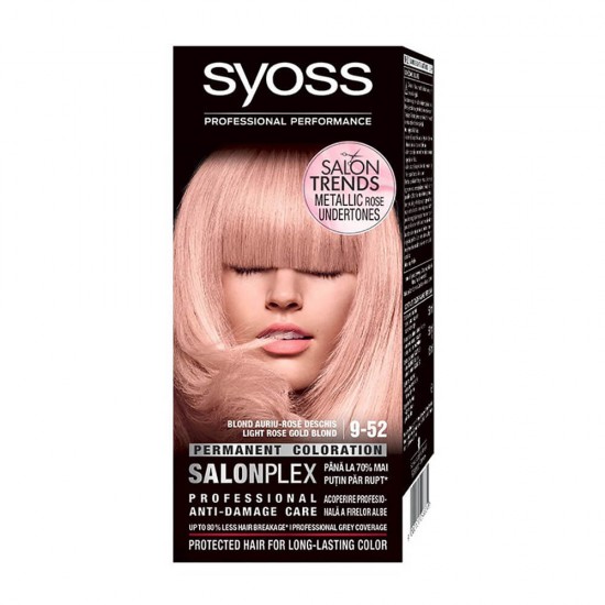 Vopsea de Par Permanenta SYOSS Color Baseline 9-52, Blond Auriu Rose, 115 ml, Vopsea de Par, Vopsea de Par Permanenta, Vopsea de Par Syoss, Vopsea de Par Syoss Color Baseline, Vopsea Permanenta Color Baseline